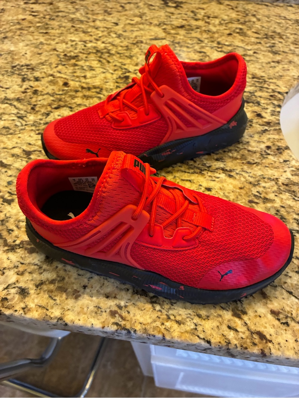 Puma Kids Bright Red Mesh Athletic Sneakers